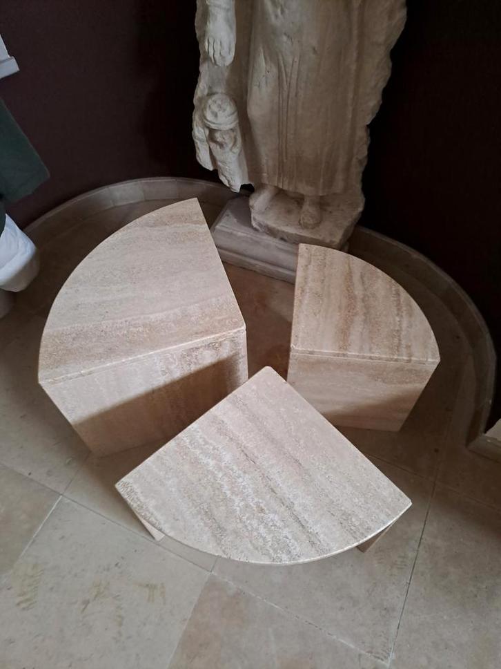 Set de 3 tables d'appoint marbre, Maison & Meubles, Tables | Tables d'appoint, Rond, Enlèvement ou Envoi