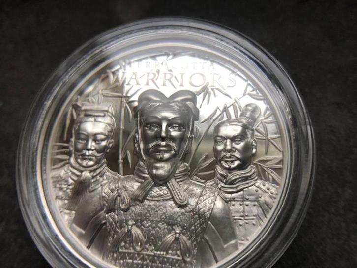 2021 Cook Islands - Terracotta warriors - 1 oz proof UHR sil, Postzegels en Munten, Edelmetalen en Baren, Zilver, Ophalen of Verzenden
