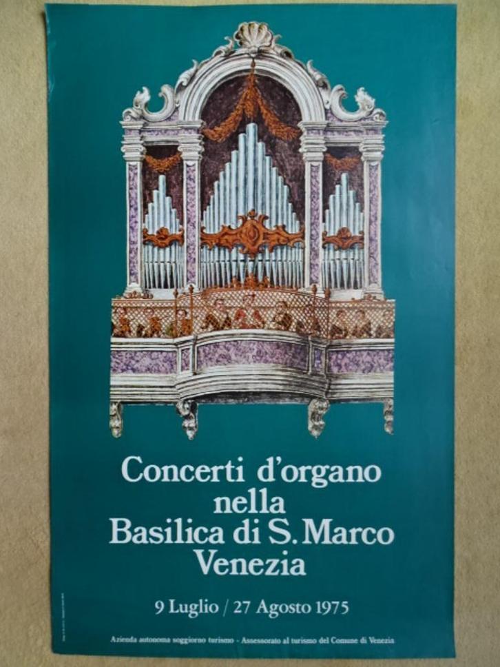 „Concerti d'organo” in Venetië - originele poster - 1975, Verzamelen, Posters, Gebruikt, Muziek, A1 t/m A3, Rechthoekig Staand