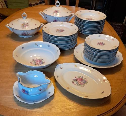 Haas & Czjzek antieke 42-delige dinerset, Huis en Inrichting, Keuken | Servies, Gebruikt, Compleet servies, Boerenbont, Keramiek