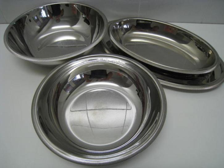 4 inox verzilverde schalen, Letang Remy, France, Antiek en Kunst, Antiek | Servies los, Ophalen of Verzenden