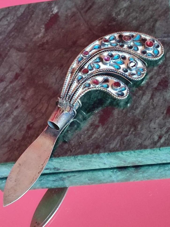 Antieke zilveren verguld brief opener, Antiek en Kunst, Antiek | Zilver en Goud, Zilver, Ophalen of Verzenden