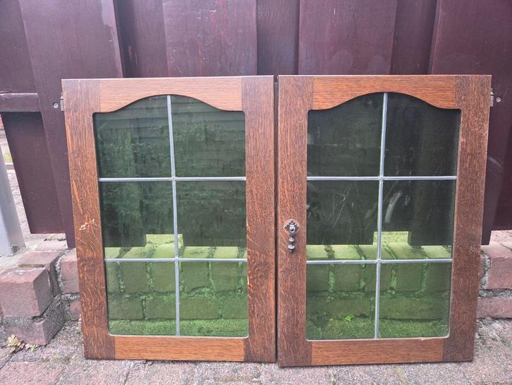 Bieden: glas in lood' deuren / ramen met paumel 65 x 46, Doe-het-zelf en Bouw, Glas en Ramen, Zo goed als nieuw, Glas in lood