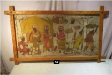 Mooi Afrikaans Kunstwerk op Doek - Gesigneerd - 102x62 beschikbaar voor biedingen