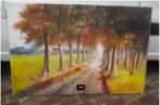 Mooi Geschilderd Werk 'Aarde Weg met Bomen' - Steel, Antiek en Kunst, Ophalen of Verzenden