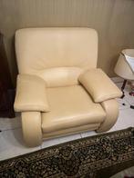 Ensemble canapé + fauteuil en cuir véritable – 3 parties, 150 à 200 cm, Enlèvement, Utilisé, /