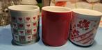 mokken bekers met rode tinten 3 stuks, Keramiek, Ophalen of Verzenden, Zo goed als nieuw, Overige stijlen