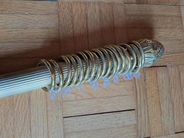 4 gordijnstok 215cm goudkleurig, Huis en Inrichting, Stoffering | Gordijnen en Lamellen, Gebruikt, 200 cm of meer, Wit, Ophalen
