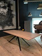 massief eiken tafel , boomstam tafel, houten tafel, tafels, Huis en Inrichting, Tafels | Eettafels, Eikenhout, Ophalen of Verzenden