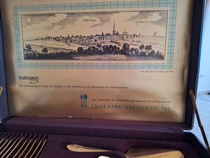 Nieuw :  Solingen bestek 23/24 Karat Hartvergoldet : 12 pers, Antiek en Kunst, Antiek | Bestek, Ophalen