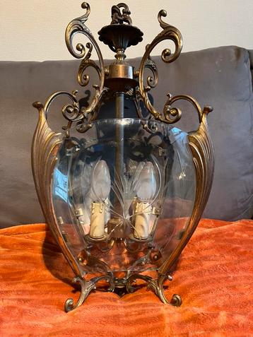Lustre lanterne en bronze doré- authentique années 50 beschikbaar voor biedingen
