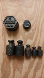 oude,ijzeren gewichten-zeshoekig+ronde-JD-proper-omschrijv., Antiquités & Art, Enlèvement