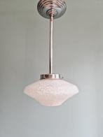 Art Deco hanglamp in wit gespikkeld glas, jaren 30, Ophalen of Verzenden