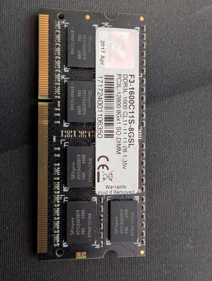 Mémoire RAM laptop DDR3L – 8 Go – 1600 MHz (SO-DIMM), Computers en Software, RAM geheugen, Gebruikt, Laptop, 8 GB, DDR3, Ophalen of Verzenden