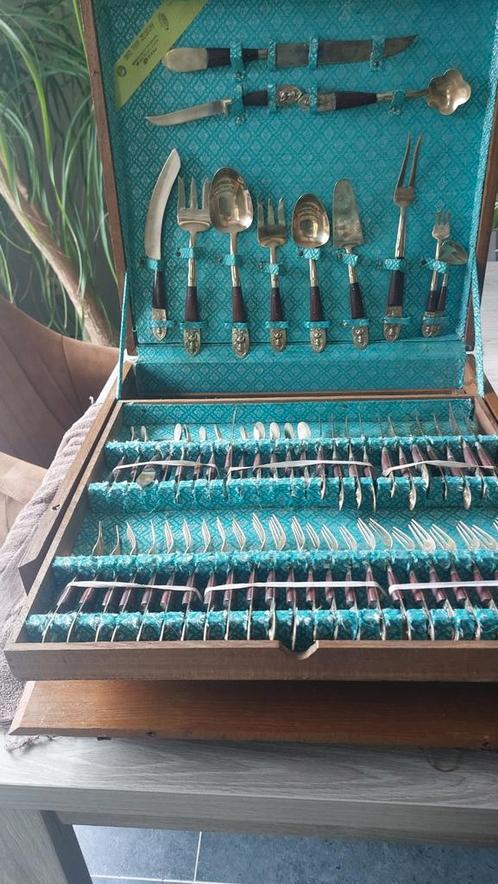 Complete set bestek 1960 in houten doos, Antiek en Kunst, Antiek | Servies los, Ophalen of Verzenden