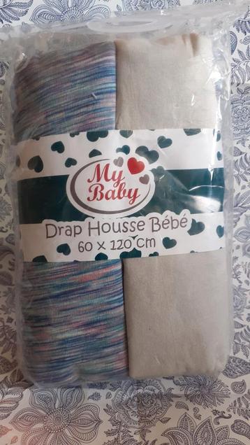 Deux draps housses neuf lit cage 60x120 cm beschikbaar voor biedingen
