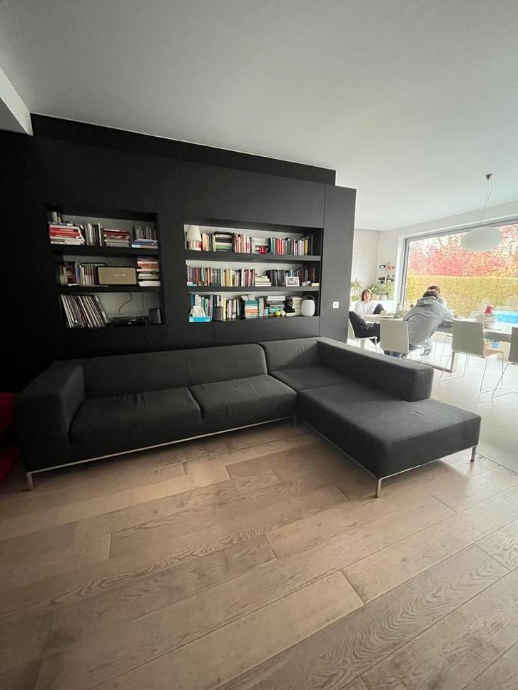 Zwarte zetel (2 delig), Huis en Inrichting, Zetels | Complete zithoeken, Gebruikt, Stof, Ophalen