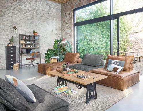 Moduleerbare zetels Maison Du Monde (4 stuks: grijs & bruin), Huis en Inrichting, Zetels | Zetels, Zo goed als nieuw, Hoekbank