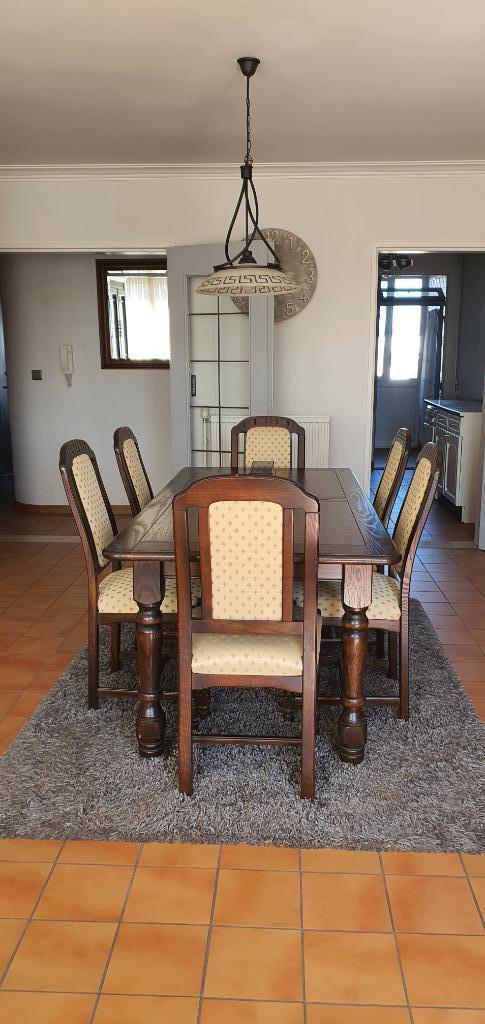 Complete eiken eetkamer - 6 stoelen-tafel-kast-dressoir, Huis en Inrichting, Complete eetkamers, Zo goed als nieuw, 4 tot 6 stoelen