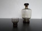 Karaf met stop en glas, met ribbelvoet, jaren 20, Antiek en Kunst, Verzenden