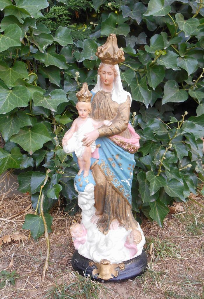 Groot authentiek Mariabeeld - 46 cm, Antiek en Kunst, Antiek | Religieuze voorwerpen, Ophalen of Verzenden