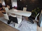 EETTAFEL GLAMOUR MET GLAS  + 6 STOELEN, Huis en Inrichting, Tafels | Eettafels, Ophalen, Gebruikt, 50 tot 100 cm, Vijf personen of meer