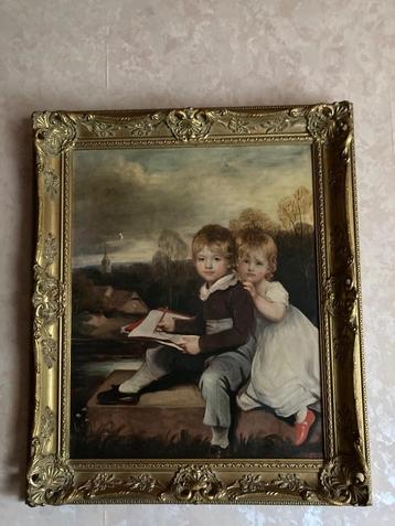 Oude reproductie John Hoppner schilderij “Bowden children”
