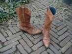 GRATIS VERZENDEN  LUXE BRUINE LEREN COWBOYLAARZEN 37, Hoge laarzen, Bruin, Verzenden, Zo goed als nieuw