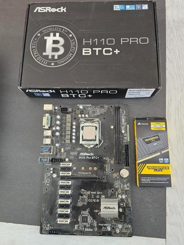 Carte mere ASROCK H110 Pro BTC + intel i5 6400 + 8GB DDR4, Computers en Software, Moederborden, Zo goed als nieuw, Intel, DDR4