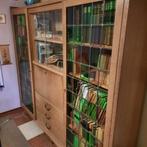 Eiken bibliotheekkast met glasramen, Huis en Inrichting, Kasten | Boekenkasten, 150 tot 200 cm, 25 tot 50 cm, 150 tot 200 cm, Gebruikt