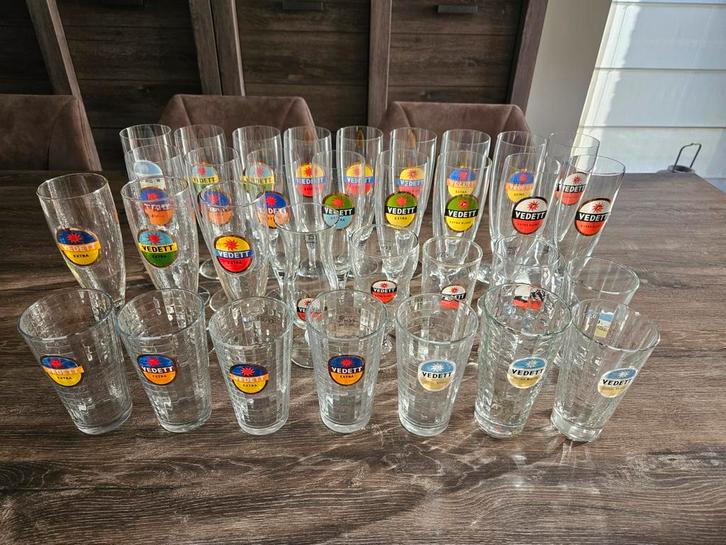 Vedett glazen(lot van 35 stuks), Verzamelen, Biermerken, Zo goed als nieuw, Ophalen