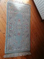 Handgeknoopt vintage tapijt pastel bloemen, Ophalen, Gebruikt, Groen