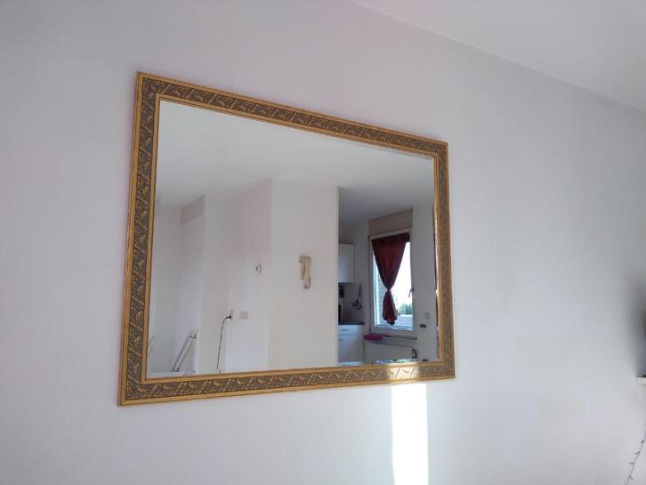 Zeer GROTE spiegel facet geslepen / Gouden lijst, Maison & Meubles, Accessoires pour la Maison | Miroirs, Comme neuf, 125 cm ou plus