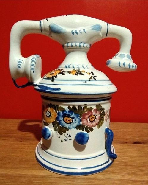 BASSANO KERAMIEK pot in vorm van Telefoon – aardewerk - Vint, Antiquités & Art, Antiquités | Porcelaine, Enlèvement