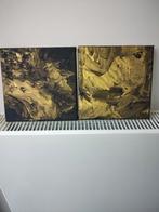 Goud/zwart Abstracte canvas schilderijen set van 2, Ophalen