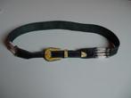 Zwarte lederen riem met siergesp en sierstukken, Ceinture taille, Noir, 3 à 5 cm, 80 à 90 cm