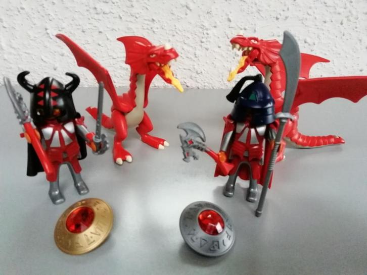 5 Playmobil krijgers met kleuren-draak, Kinderen en Baby's, Speelgoed | Playmobil, Zo goed als nieuw, Complete set, Ophalen of Verzenden