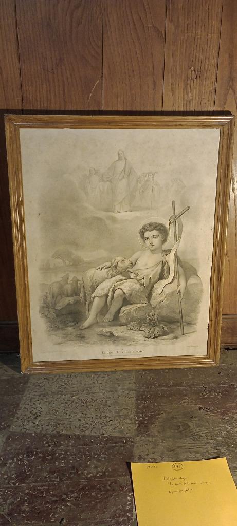 Religieuze gravure„De gedachte aan de goddelijke missie,n313, Antiek en Kunst, Kunst | Etsen en Gravures, Ophalen