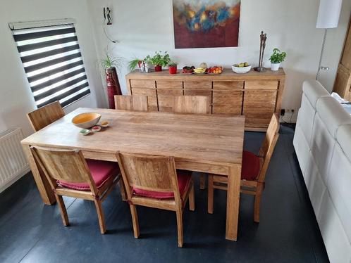 Tafel met stoelen, uit teak, Huis en Inrichting, Tafels | Eettafels, Gebruikt, 50 tot 100 cm, 150 tot 200 cm, Vijf personen of meer