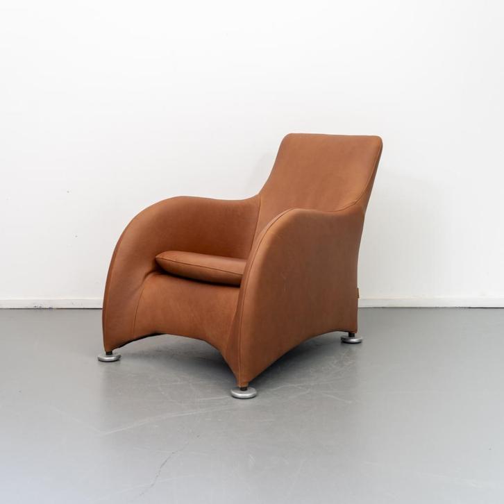 2x Montis Loge Fauteuil Cognac/Bruin - Buffalo Leder, Huis en Inrichting, Zetels | Voetbanken en poefs