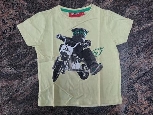 Mt 92 Lichtgele T-shirt hond op moto, Kinderen en Baby's, Kinderkleding | Maat 92, Zo goed als nieuw, Jongen, Shirt of Longsleeve