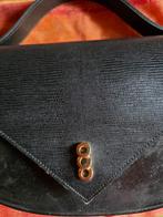 Zwarte lederen ovale handtas, Ophalen of Verzenden, Handtas