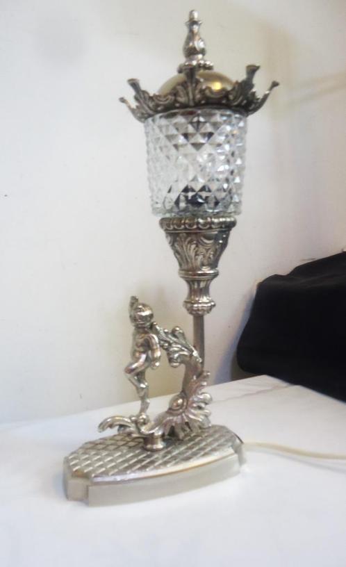 Tafel lamp zilver kristal Art-Nouveau H 40✨😍🤗💑🎁👌, Antiek en Kunst, Antiek | Verlichting, Ophalen of Verzenden