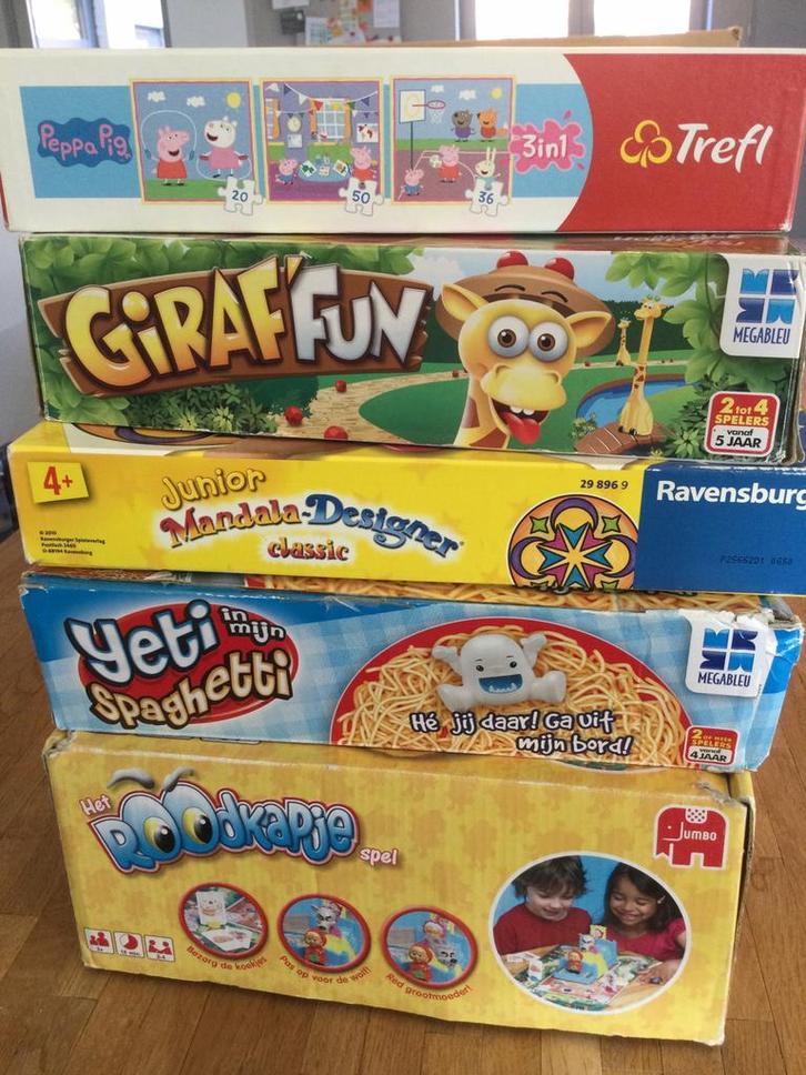 Spelletjes: yeti in spaghetti, elefun, giraf fun, roodkapje, Hobby en Vrije tijd, Gezelschapsspellen | Kaartspellen, Gebruikt