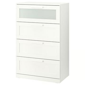 BRIMNES Ladekast met 4 lades, wit/frosted glas, 78x124 cm beschikbaar voor biedingen