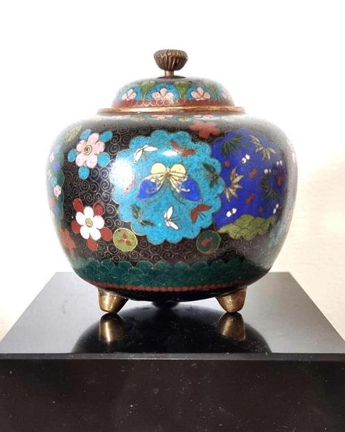 Cloisonne Emaille Koro wierook pot met deksel., Antiek en Kunst, Antiek | Brons en Koper, Ophalen of Verzenden