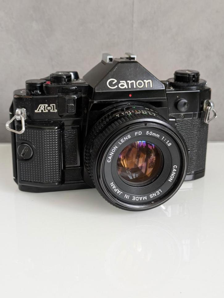 Canon A-1 + 50mm 1.8, Audio, Tv en Foto, Fotocamera's Analoog, Gebruikt, Spiegelreflex, Canon, Ophalen
