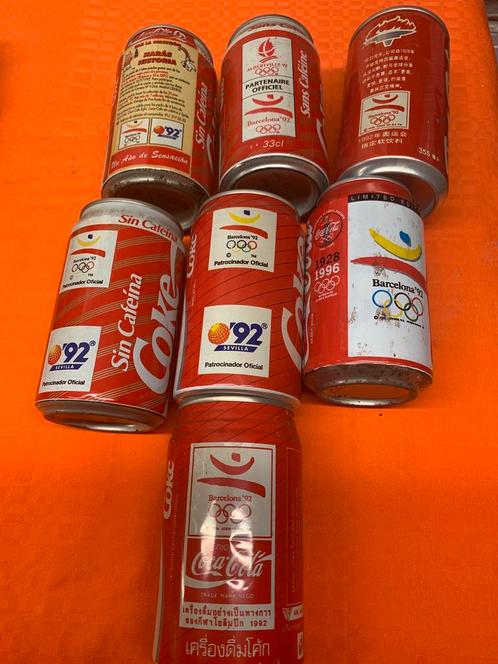 7 canettes Coca Cola Barcelona 92, Collections, Boîte en métal