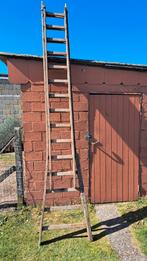 Houten uitschuifbare ladder, Doe-het-zelf en Bouw, Ladders en Trappen, Ophalen, Gebruikt, Ladder
