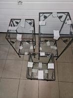 Mooie metalen bijzettafeltjes, Ophalen, Zo goed als nieuw, Glas